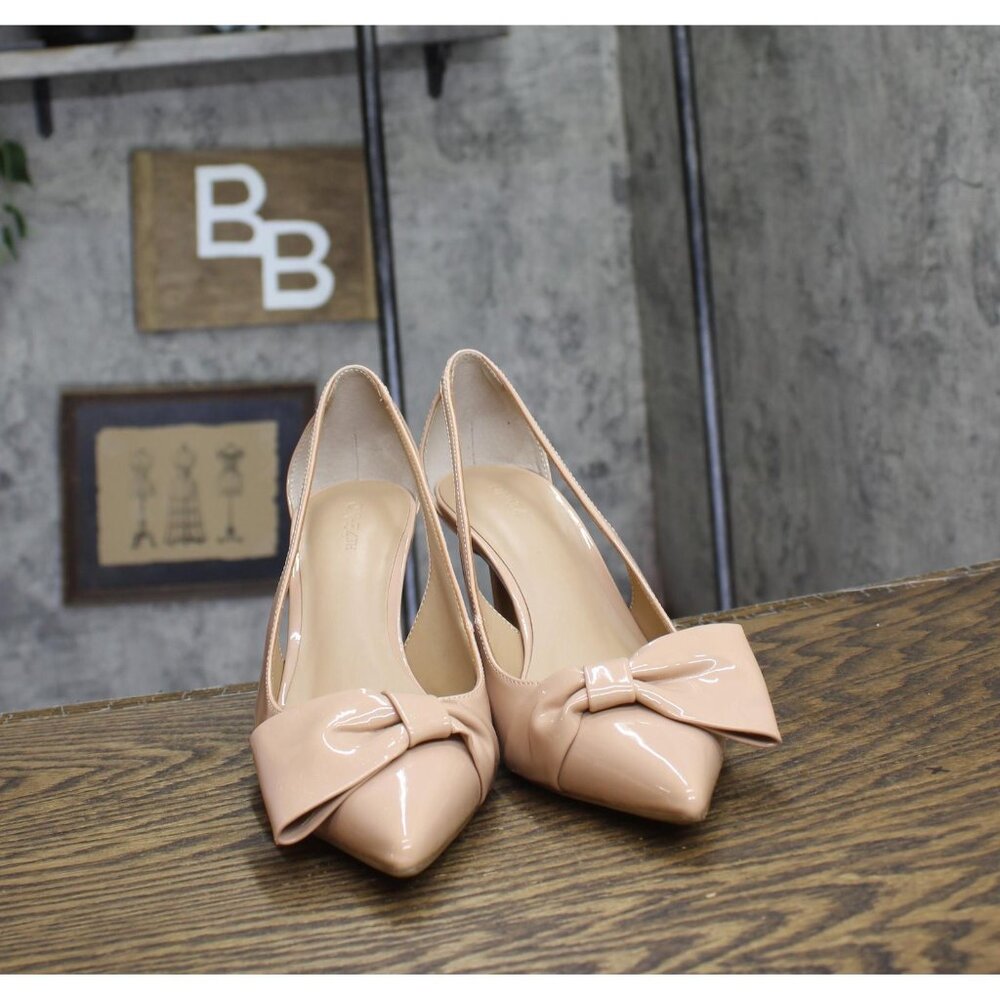 On 34th Womens Elayne Cutout Pumps Heels 10020348000 Nude Patent Brown 9.5M - Picture 3 of 10